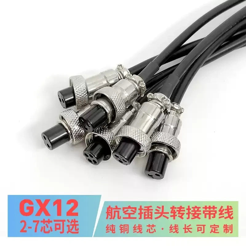 GX12 Aviation Plug Cable, Male Female Pre-wired Connector, 2/3/4/5/6/7 Pin Soldered Extension Power Cord