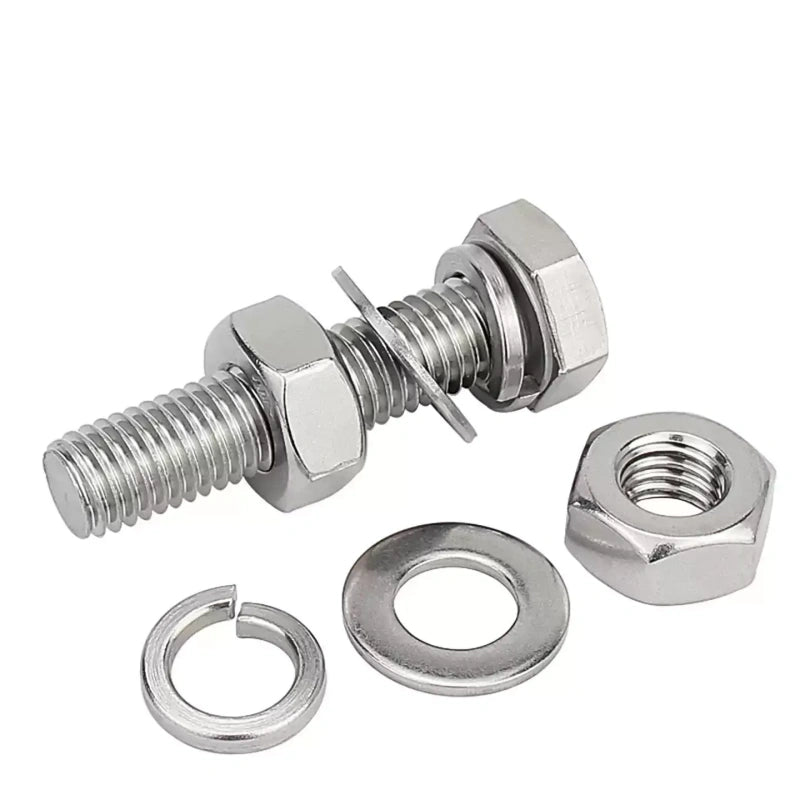 hex head bolt nut set, 304 stainless steel hex bolt, hexagon screw assortment kit, stainless steel fastener set, nut bolt washer combo, extra long hex bolt, machine assembly fasteners,
304 stainless steel external hex bolt matching nut washer kit, full size hexagon screw set, anti-rust industrial bolt set, mechanical equipment fixing fasteners, construction stainless steel bolts, long hex head machine screws,
m3 stainless hex bolt set, m4 nut bolt washer kit, 