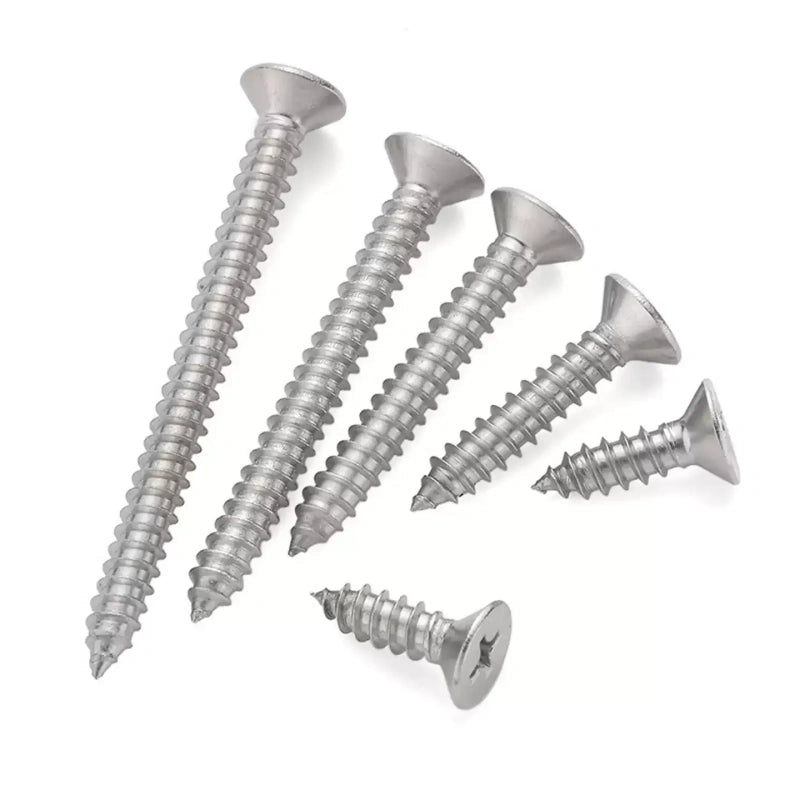 self tapping screw, 304 stainless steel screw, wood screw, countersunk screw, phillips flat head screw, sharp point tapping screw, furniture fastener, drywall screw, stainless steel wood screw,304 stainless self tapping screws, cross recess countersunk screws, anti-rust wood fasteners, cabinet assembly screws, thin metal tapping screws, plastic fixing screws, long size wood screws, national standard hardware fasteners,m2.2 self tapping screw, m3 stainless sc