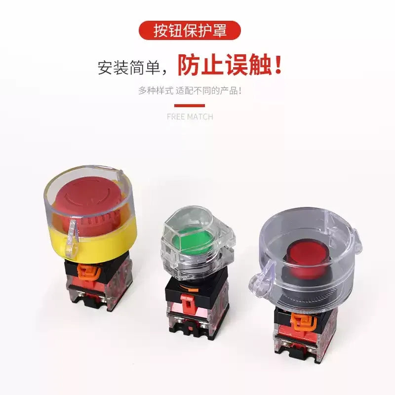 Push Button Protective Cover, Waterproof Dustproof Anti-oil Button Guard Cap, Warning Ring, for 12/16/19/22/25mm Metal Pushbutton Switch