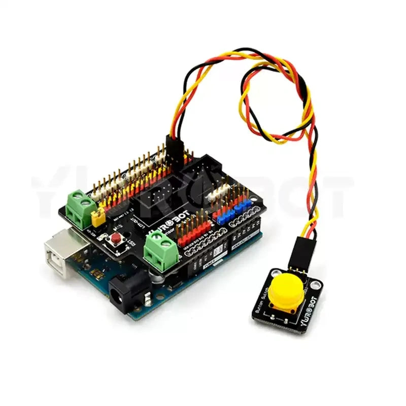 Single Push Button Arduino Module, Round / Square Cap, Anti-reverse Connector / Pin Header, 5V Input Button Sensor