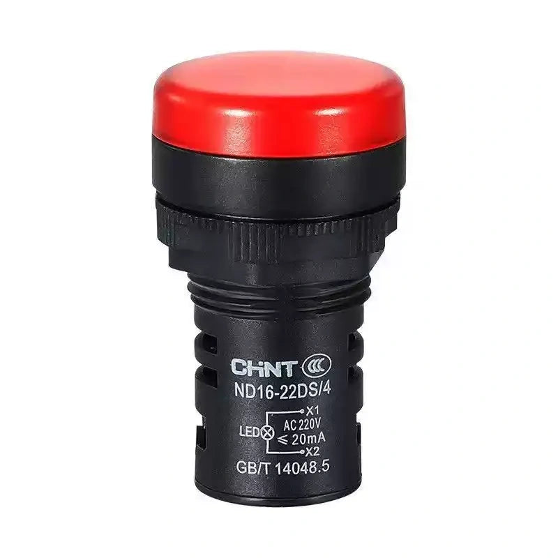chint nd16-22ds led indicator light,22mm panel pilot lamp ac220v dc24v,red green yellow signal indicator,buzzer flashing warning lamp,ip65 control cabinet signal light