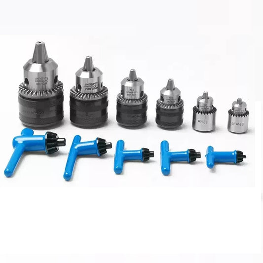 drill chuck, key type steel drill chuck, B12 B16 taper drill chuck, 1/2 3/8 threaded drill chuck, bench drill chuck replacement, hand drill bit holder, all metal heavy duty chuck