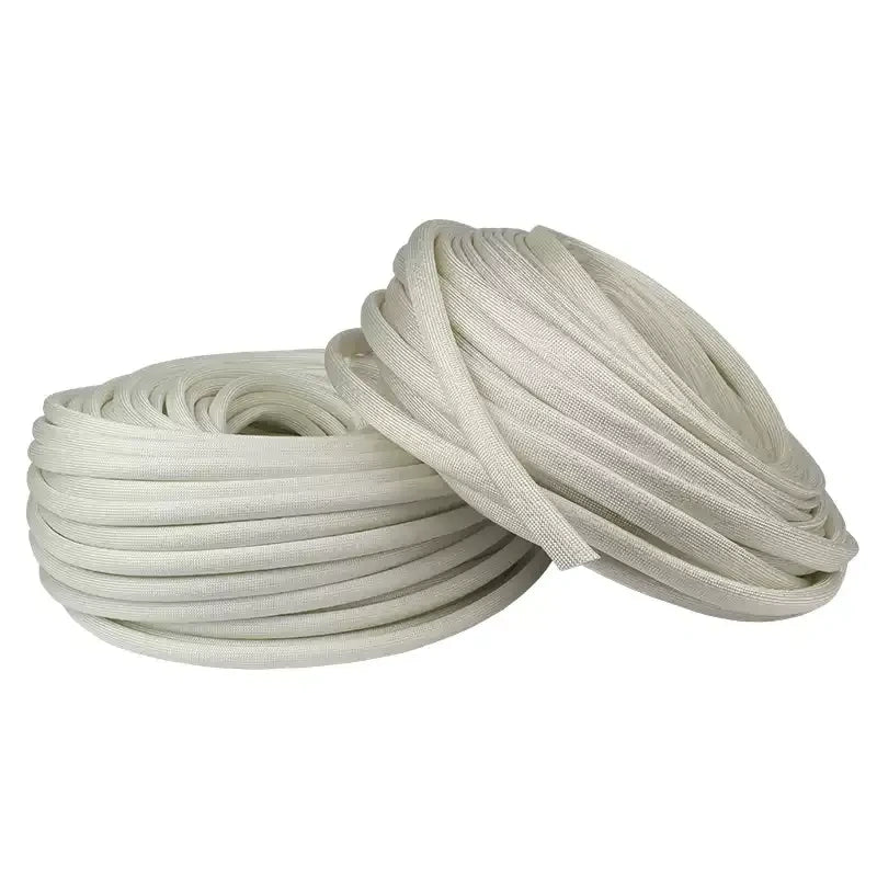 fiberglass high temperature sleeve, dingsleeve wire protector, flame retardant insulating tube, 600℃ heat resistant cable wrap, electrical fiberglass braided tubing, yellow wax tube alternative, motor wiring insulation sleeve