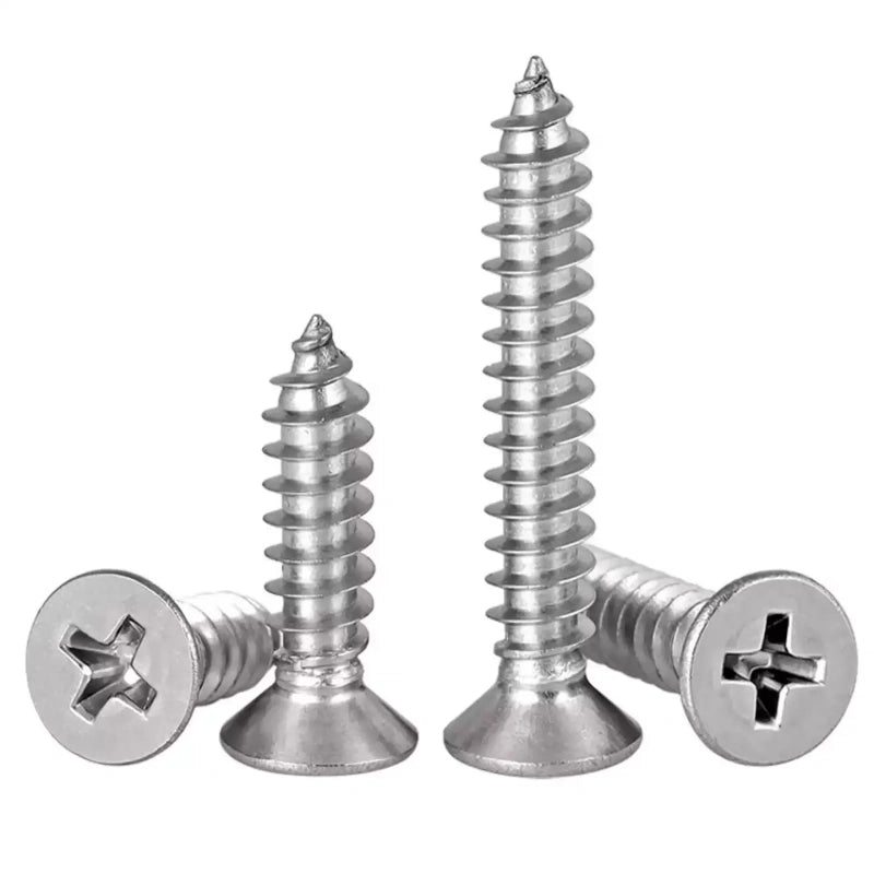 self tapping screw, 304 stainless steel screw, wood screw, countersunk screw, phillips flat head screw, sharp point tapping screw, furniture fastener, drywall screw, stainless steel wood screw,304 stainless self tapping screws, cross recess countersunk screws, anti-rust wood fasteners, cabinet assembly screws, thin metal tapping screws, plastic fixing screws, long size wood screws, national standard hardware fasteners,m2.2 self tapping screw, m3 stainless sc