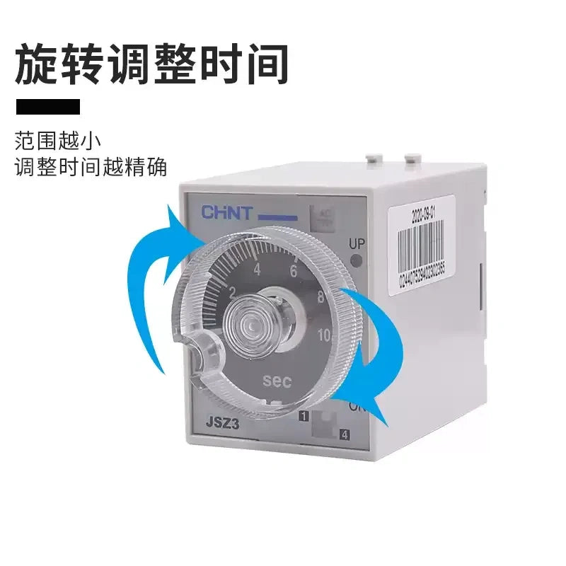 chint jsz3a time relay,on delay timer relay dc24v ac220v,8pin adjustable 0.05s-24h timing relay,din rail socket base timer switch,industrial sequential control relay