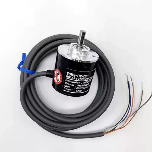 rotary encoder, optical encoder, incremental encoder, E6B2-CWZ6C, E6B2CWZ6C, NPN encoder, open collector encoder, speed sensor, position sensor, pulse encoder, motor encoder, OMRON compatible encoder, CNC encoder, automation sensor