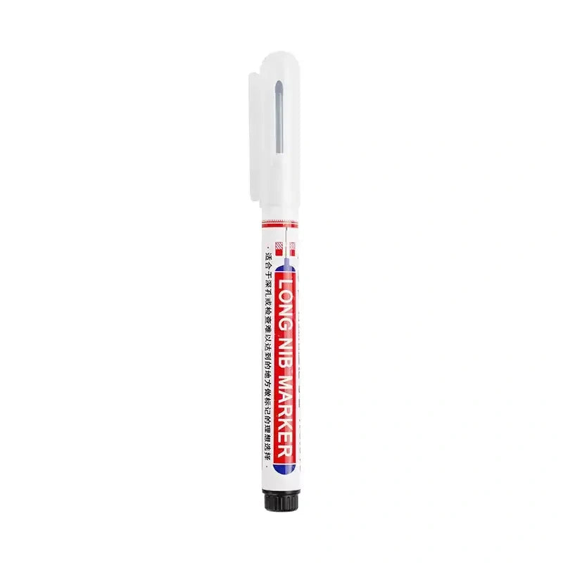 long tip marker,extended nose marker,deep hole marker,permanent oil marker,waterproof marker pen,construction marker,wood marking pen,tile marker,long nose marker,deep reach marker,carpentry marker,industrial marker,fade resistant marker,quick dry marker,hardware marking pen,refillable marker,black red blue marker,woodworking tools