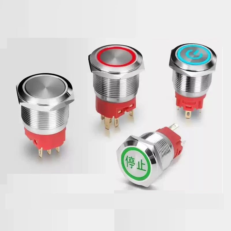 metal push button switch, illuminated pushbutton, waterproof push button, latching push button, momentary push button, start stop button, 16mm push button, 19mm push button, 22mm push button, IP66 push switch, stainless steel button, led push button, custom push button, horn button, machine control switch