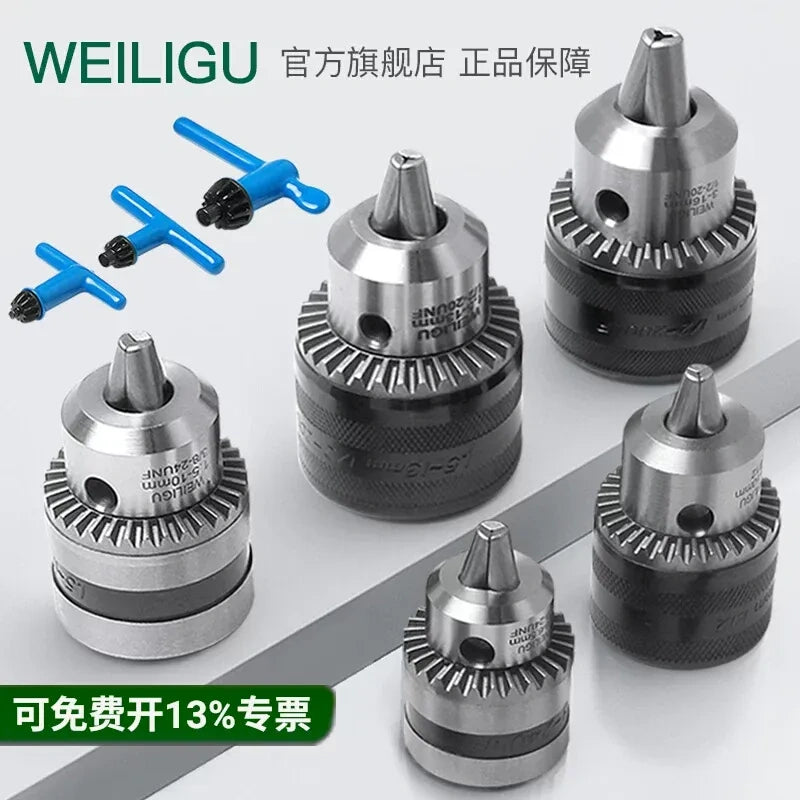 Key Type Drill Chuck B10/B12/B16/JT0 Taper Shank M8/M12 3/8 1/2