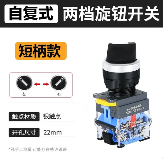 Rotary Selector Switch, LA38-11X/21, 2 Position Rotary Switch, Self-Resetting Rotary Switch