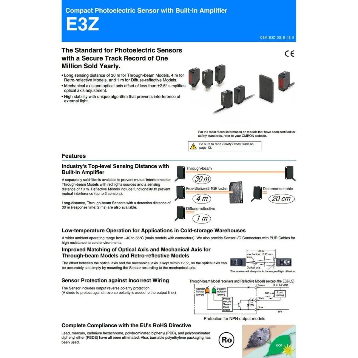 Sensor E32 R61 electrical center b2c | Omron- Photoelectric Sensor Retro-reflective ...