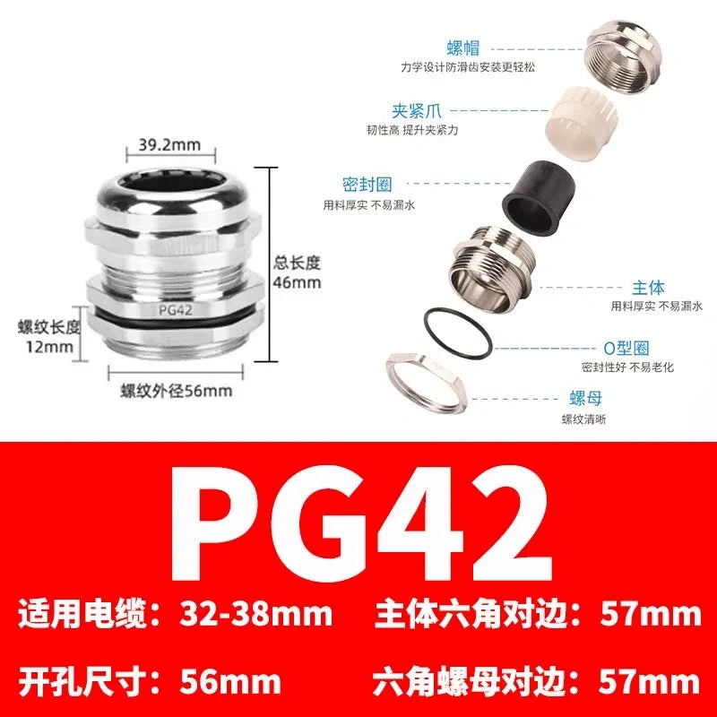 ip68 cable gland,brass cable gland,nickel plated cable gland, pg42 cable gland