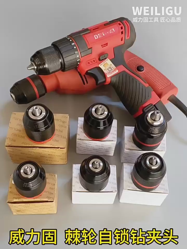 keyless ratchet drill chuck, self locking drill chuck, 3/8 24UNF drill adapter, 1/2 20UNF quick change chuck, cordless drill replacement chuck, angle grinder to drill converter chuck, 0.8-10mm 1.5-13mm drill bit holder