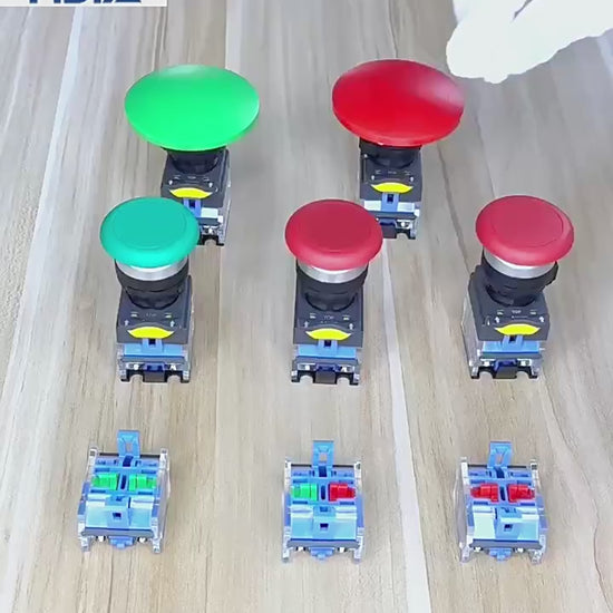 Mushroom Head Push Button, LA38-11M/ZS, 22mm Push Button, Momentary/Latching Switch, 1NO1NC Contact, Industrial Start Stop Button, Self-Resetting Button, Self-Locking Button, 40mm/60mm Mushroom Button, Silver Alloy Contact, Machine Control Switch, Control Panel Button, Jog Control Switch