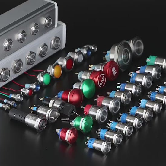 metal push button switch, illuminated pushbutton, waterproof push button, latching push button, momentary push button, start stop button, 16mm push button, 19mm push button, 22mm push button, IP66 push switch, stainless steel button, led push button, custom push button, horn button, machine control switch,push button starter switch, starter button, push to start