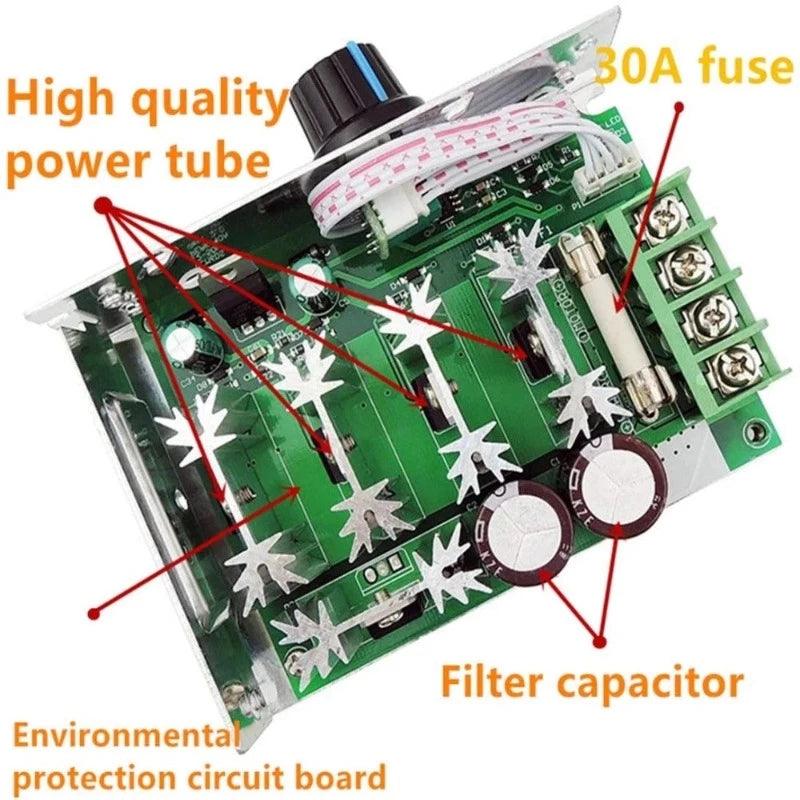PWM Controller Speed Motor 1500W 30A DC12V-50V Regulator Pump LED DC 12V 24V 48V Electric Adjustable Speed Voltage PLC CCM6DS