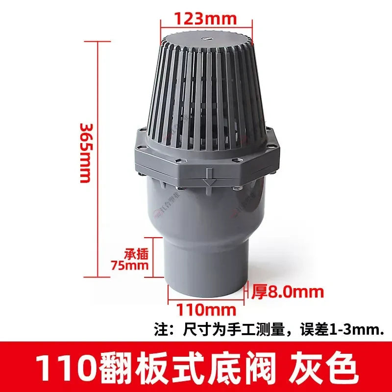 PVC Ball Check Valve, Non Return One Way Valve for Drainage Pipe, Sizes 20/25/32/40/50/63/75/90/110mm