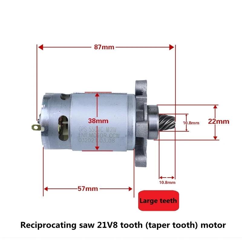 Rechargeable Reciprocating Saw Motor 550 DC Motor 21V 8 Teeth Handheld Cutting Lithium Electric Saw Motor DC Moter