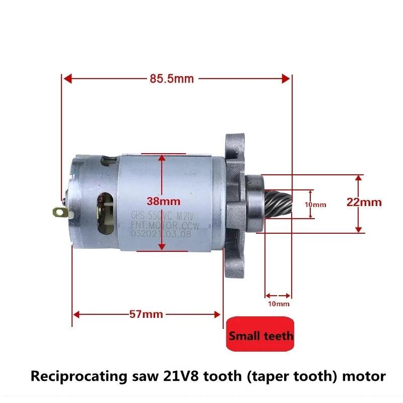 Rechargeable Reciprocating Saw Motor 550 DC Motor 21V 8 Teeth Handheld Cutting Lithium Electric Saw Motor DC Moter