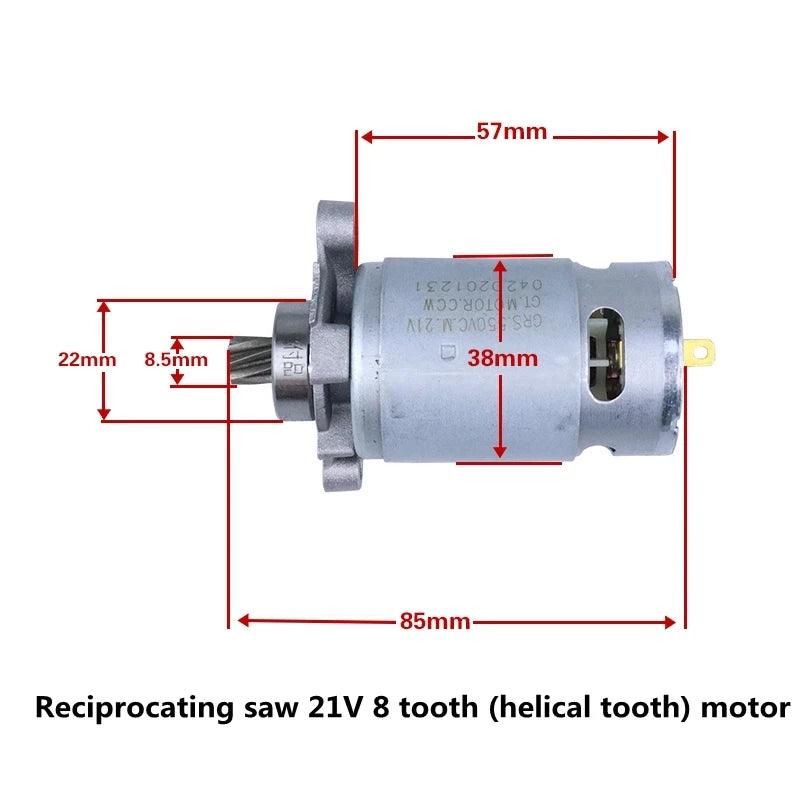 Rechargeable Reciprocating Saw Motor 550 DC Motor 21V 8 Teeth Handheld Cutting Lithium Electric Saw Motor DC Moter