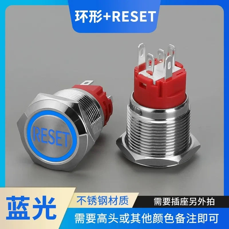 IP66 Waterproof LED Metal Push Button Switch, Latching / Momentary, Start Stop Power Button, 16mm 19mm 22mm, Custom Symbol