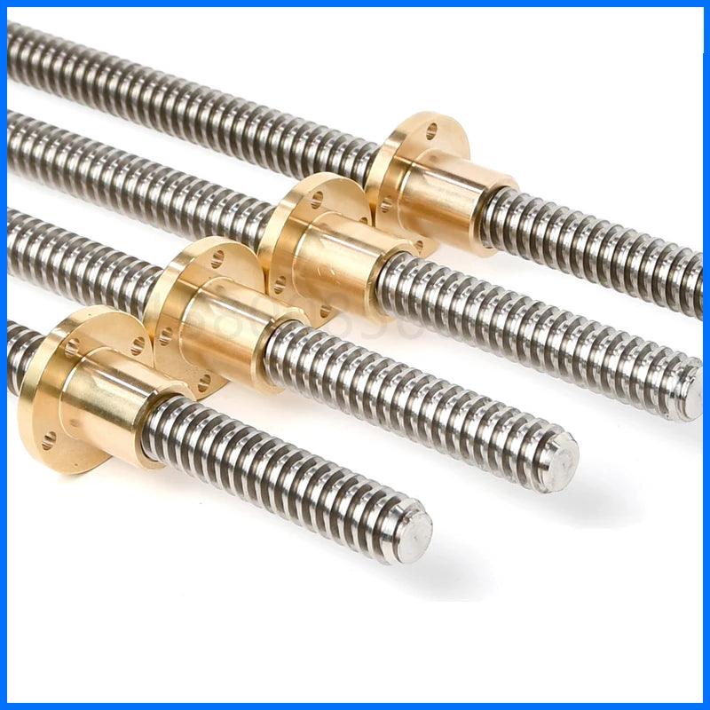 T16 Lead Screw 16mm Trapezoidal Screw With Brass Nut 100mm 150mm 250mm 450mm 550mm Lead 3/4/8mm for 3D Printer Stepper Motor,t16 lead screw