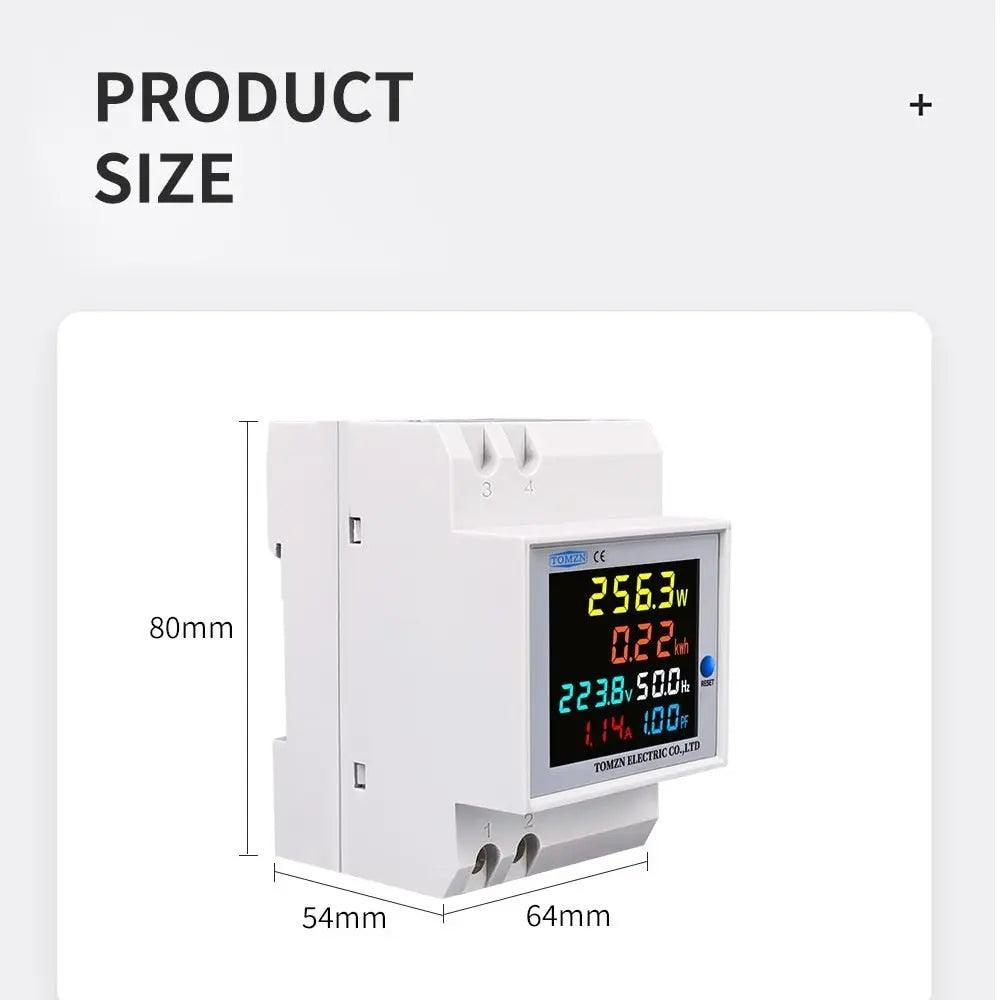 TOMZN- Din rail AC monitor 6IN1- 100A Frequency Meter| 40-300V/ 250-450V Optional - electrical center b2c
