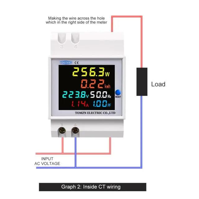 TOMZN- Din rail AC monitor 6IN1- 100A Frequency Meter| 40-300V/ 250-450V Optional - electrical center b2c