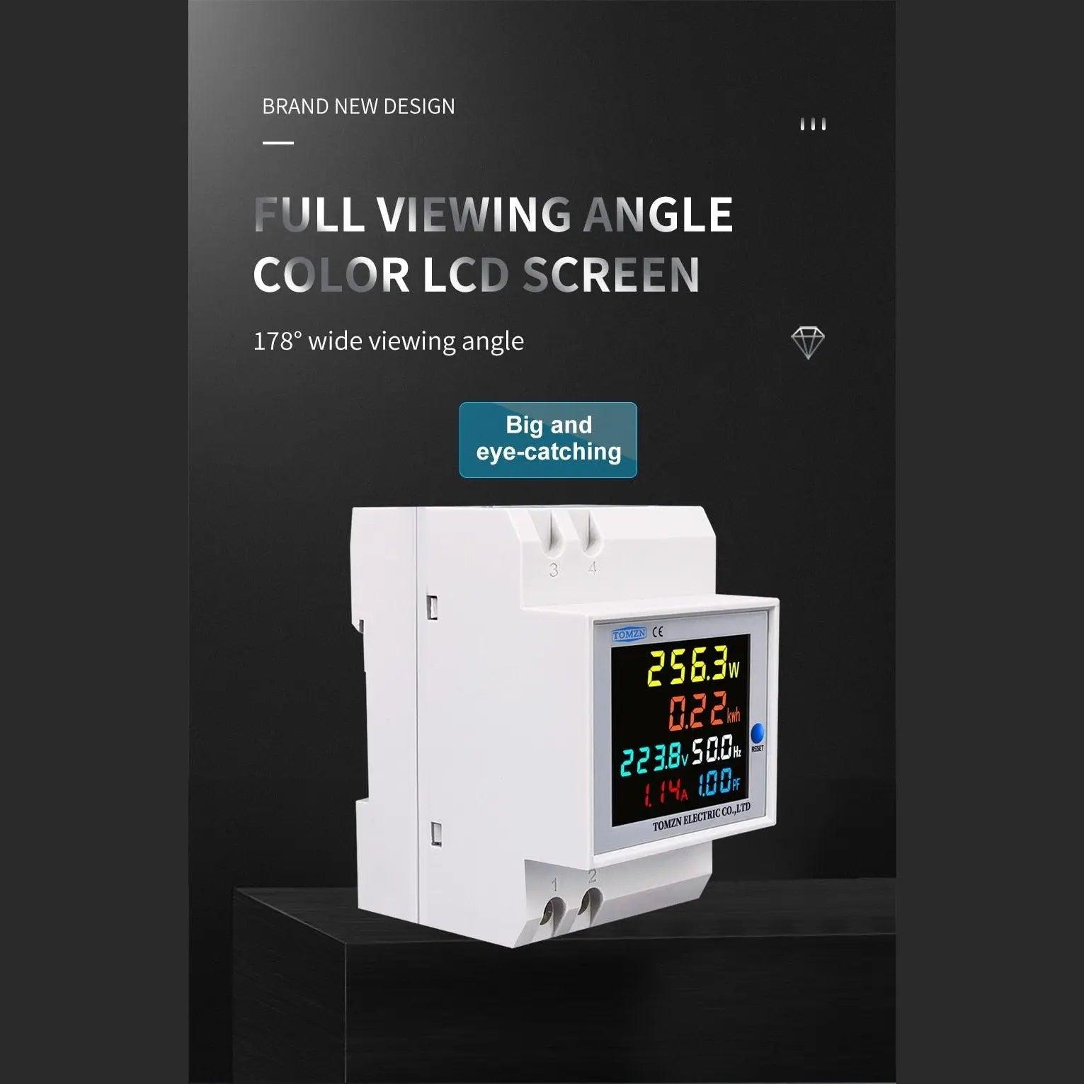TOMZN- Din rail AC monitor 6IN1- 100A Frequency Meter| 40-300V/ 250-450V Optional - electrical center b2c