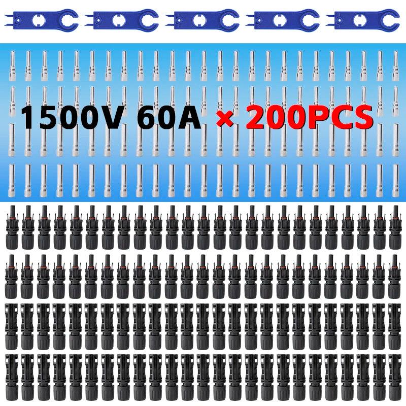 Wholesale DC Photovoltaic Connector male and female Solar Panel PV Connectors 1500V/60A used for Solar Cable 6mm2/8mm2/10mm2