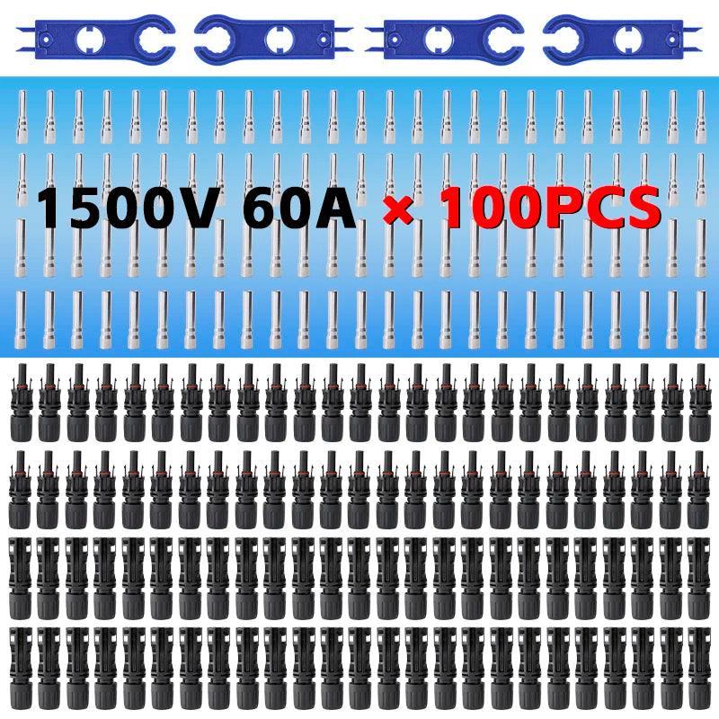 Wholesale DC Photovoltaic Connector male and female Solar Panel PV Connectors 1500V/60A used for Solar Cable 6mm2/8mm2/10mm2