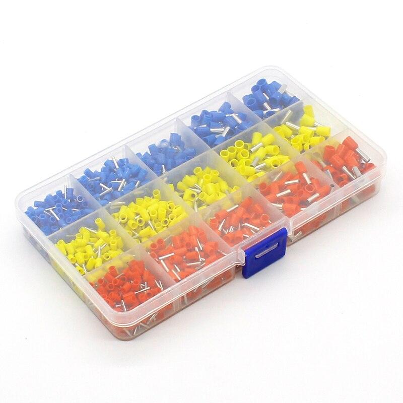 1000pcs/lot Bootlace cooper Ferrules kit set Wire Copper Crimp Connector Insulated Cord Pin End Terminal.