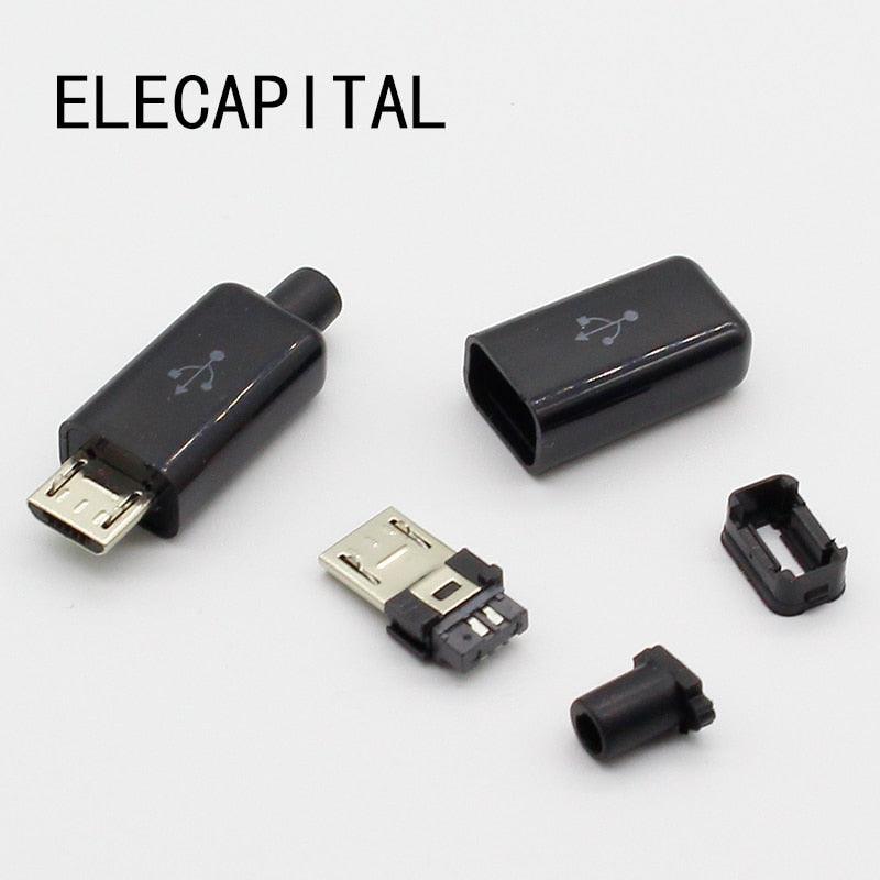 10pcs DIY Micro USB Type B Male 5pin Four Piece Assembly Connector Plug Socket.