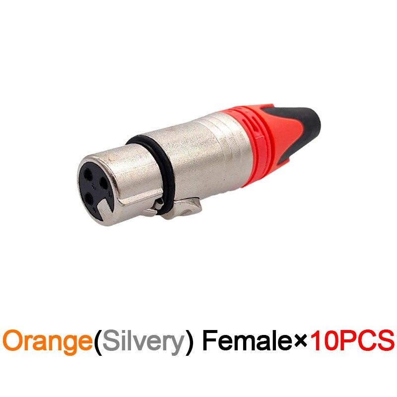 10Pcs Xlr connector audio plug microphone plug 3pin speaker connector male &amp; female colour mic connector.