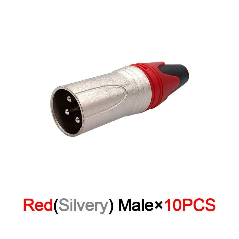 10Pcs Xlr connector audio plug microphone plug 3pin speaker connector male &amp; female colour mic connector.