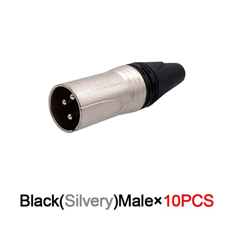 10Pcs Xlr connector audio plug microphone plug 3pin speaker connector male &amp; female colour mic connector.