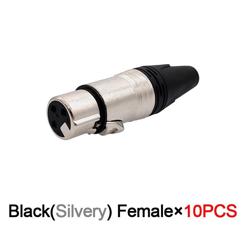 10Pcs Xlr connector audio plug microphone plug 3pin speaker connector male &amp; female colour mic connector.