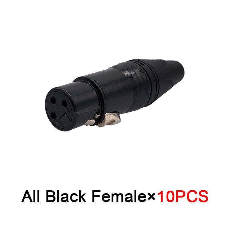 10Pcs Xlr connector audio plug microphone plug 3pin speaker connector male &amp; female colour mic connector.