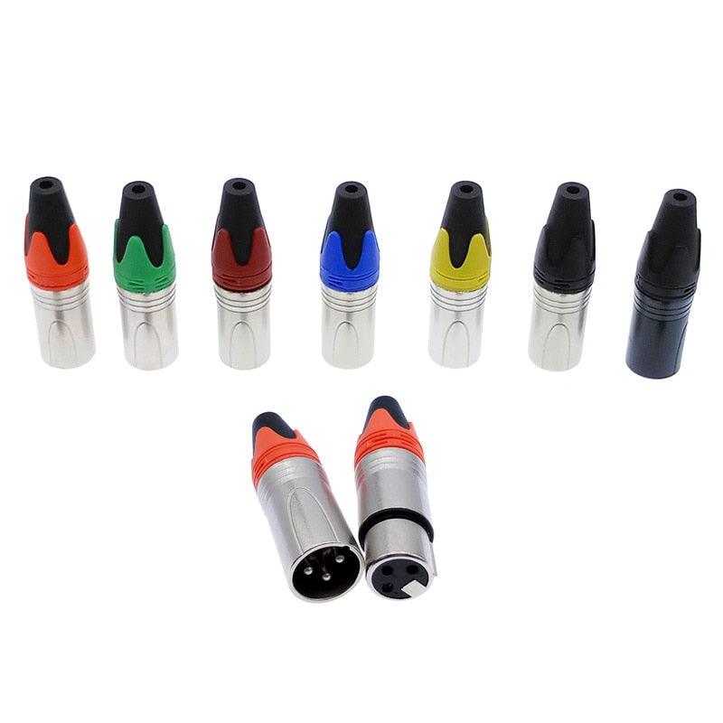 10Pcs Xlr connector audio plug microphone plug 3pin speaker connector male &amp; female colour mic connector.