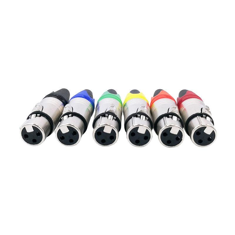 10Pcs Xlr connector audio plug microphone plug 3pin speaker connector male &amp; female colour mic connector.