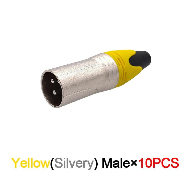 10Pcs Xlr connector audio plug microphone plug 3pin speaker connector male &amp; female colour mic connector.