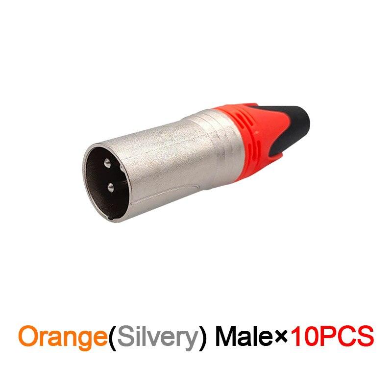 10Pcs Xlr connector audio plug microphone plug 3pin speaker connector male &amp; female colour mic connector.