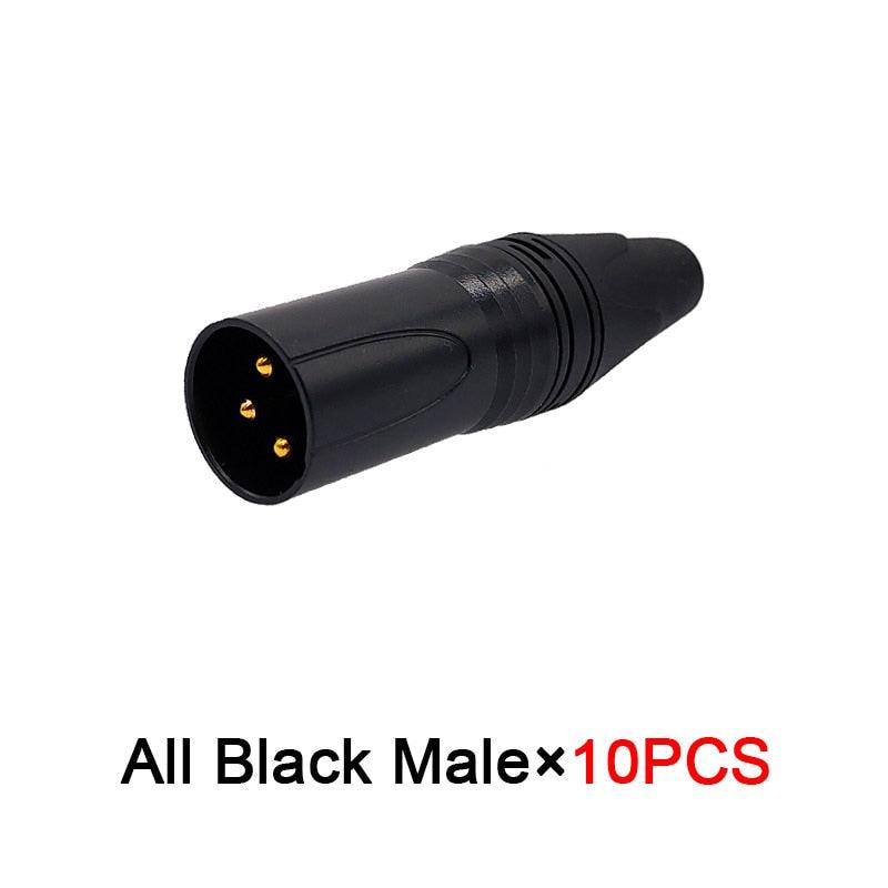 10Pcs Xlr connector audio plug microphone plug 3pin speaker connector male &amp; female colour mic connector.