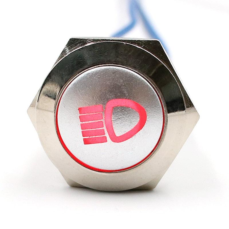 19mm Metal Push Button Switch Car Auto LED Hazzard Warning Flasher.