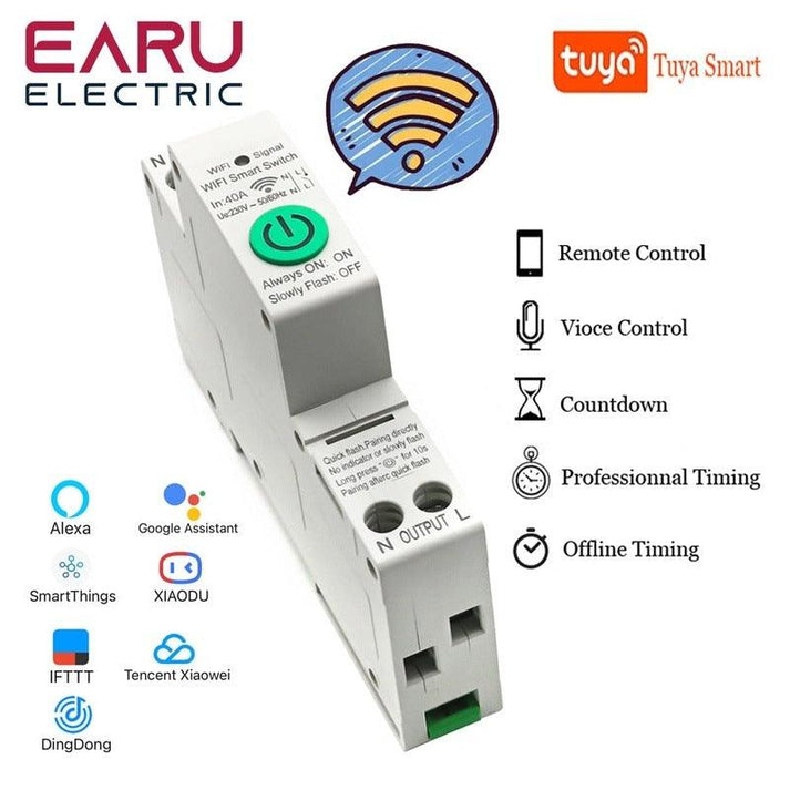 Breaker Remote Indicator electrical center b2c | 1P+N Din Rail WiFi Circuit Breaker Smart Timer ...