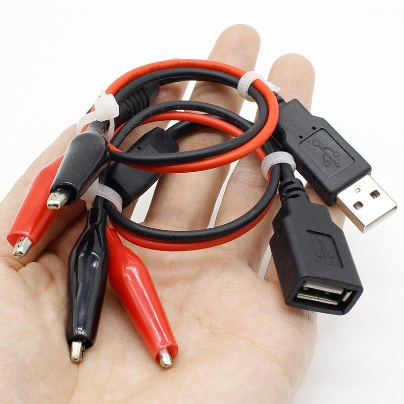 1pair USB Alligator clips Crocodile wire Male/female to USB tester Detector DC Voltage meter ammeter capacity power meter.