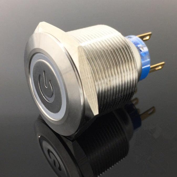 1pc 6Pin 25mm Metal Stainless Steel Latching Push Button /Doorebll Bell Horn LED.