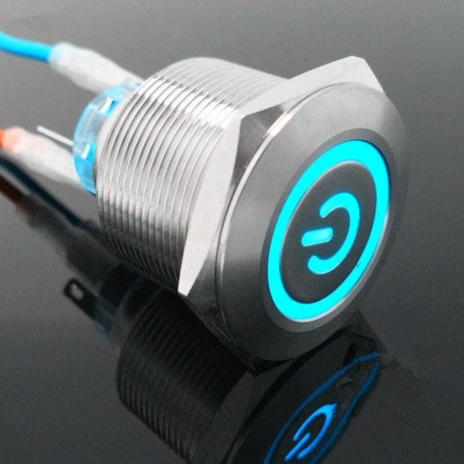 1pc 6Pin 25mm Metal Stainless Steel Latching Push Button /Doorebll Bell Horn LED.