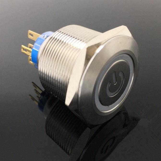 1pc 6Pin 25mm Metal Stainless Steel Latching Push Button /Doorebll Bell Horn LED.